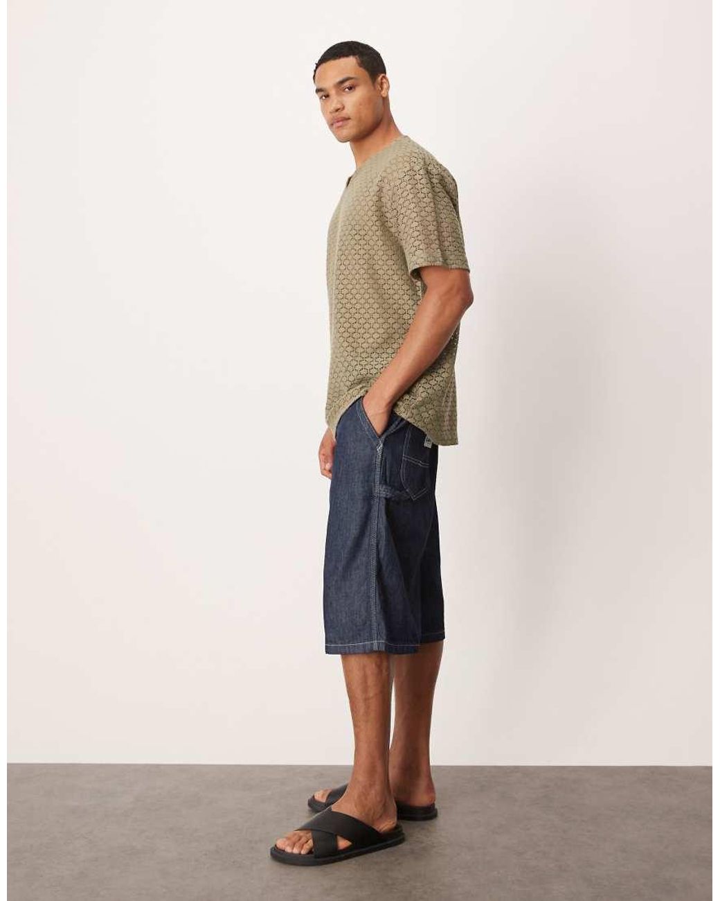 Pantaloncini Di Jeans Stile Skater Lavaggio Scuro di Lee Jeans in Blue da Uomo