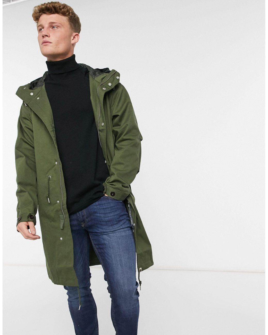 Pretty Green Pretty Lomas Longline Parka Jacket in Green for Men | Lyst  Canada