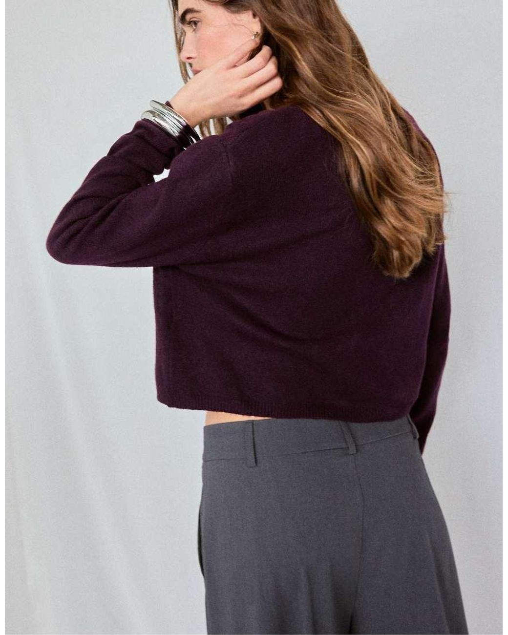 Stradivarius Purple Soft-touch Knit Cardigan With Buttons