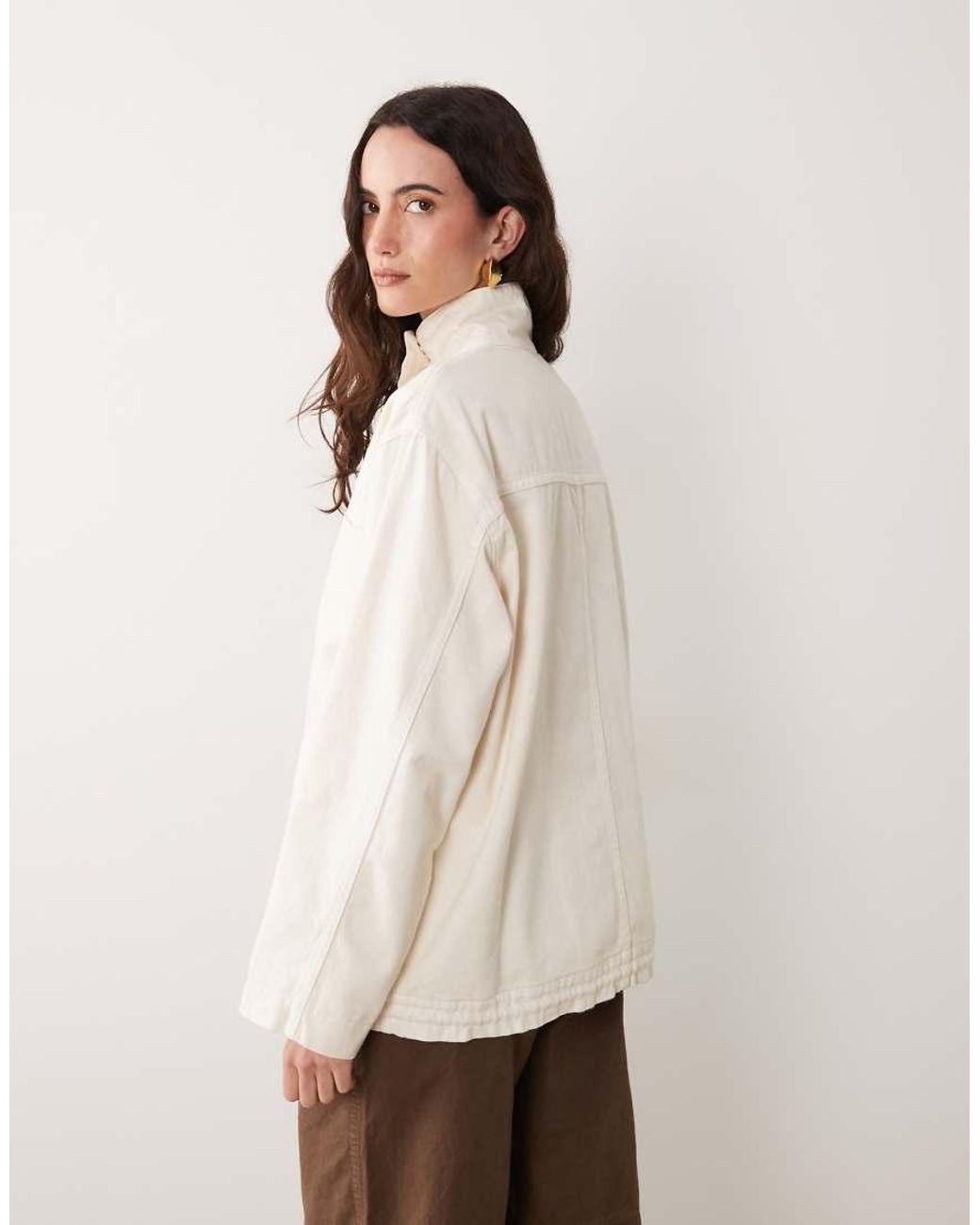 ASOS Natural Denim Funnel Neck Jacket