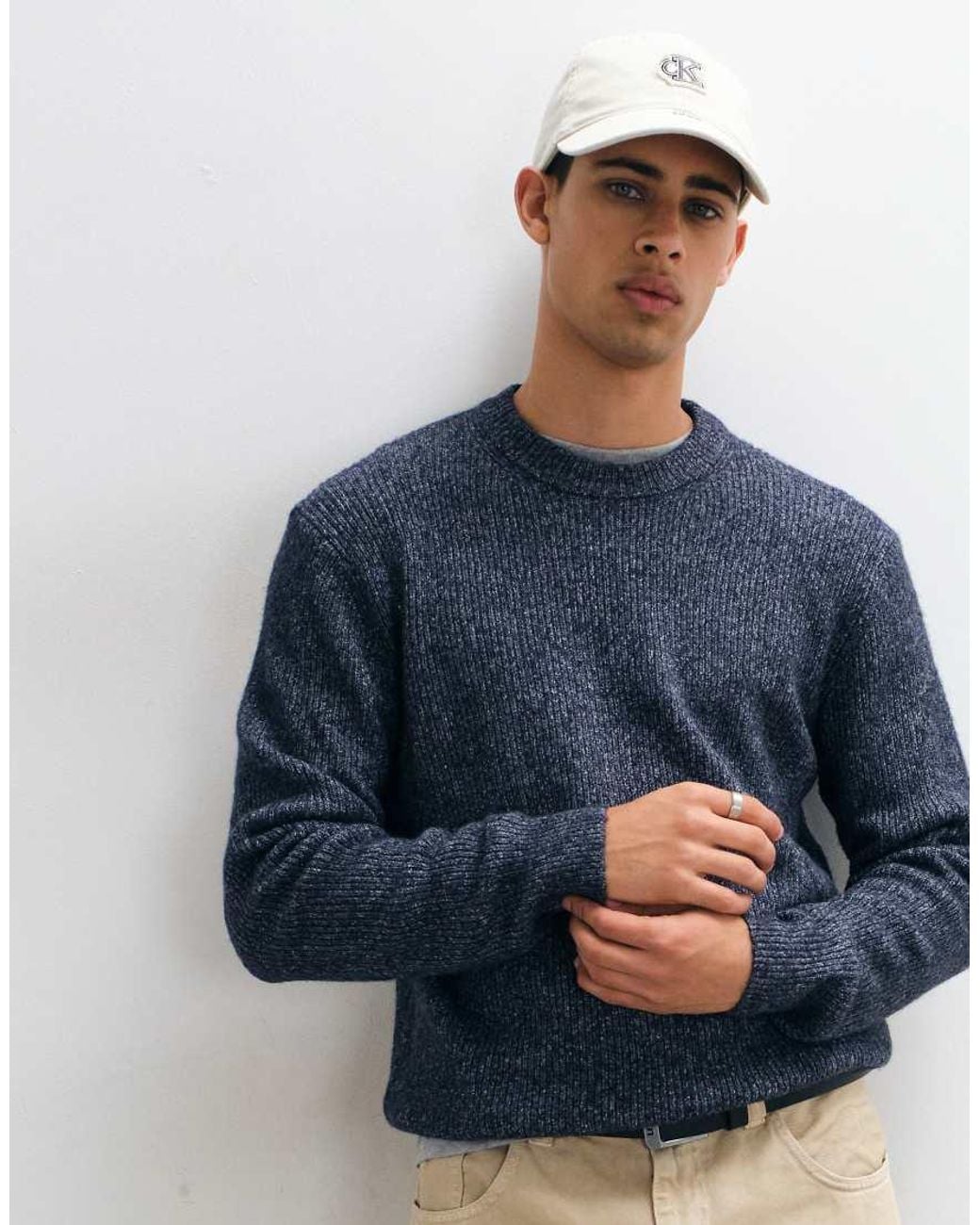 Jack & Jones Blue Oversized Fluffy Jumper for men