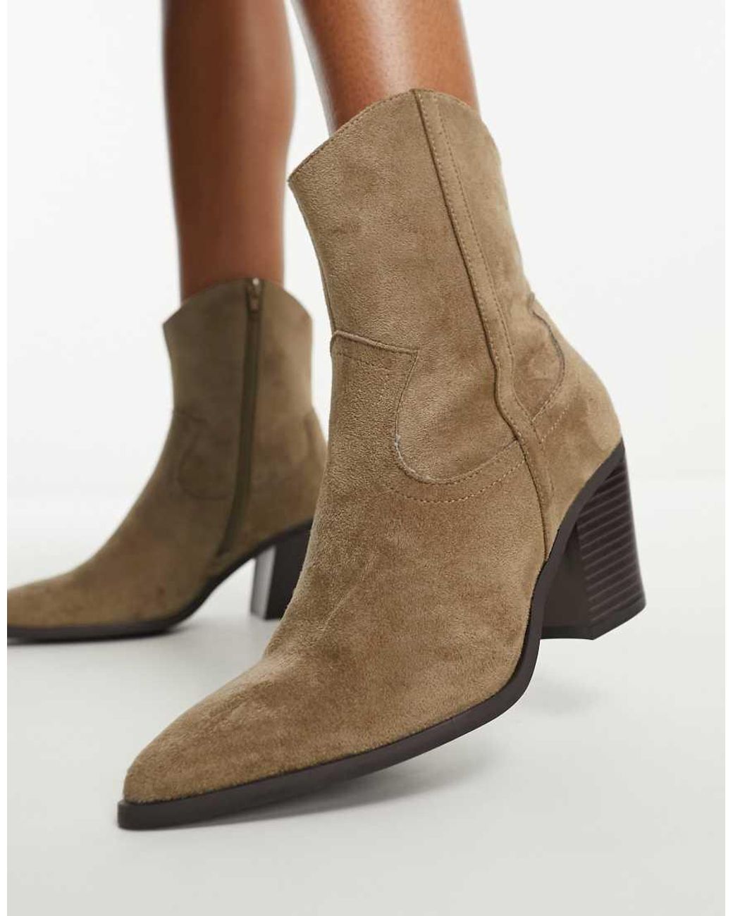 ASOS White Wide Fit Rational Heeled Western Boots