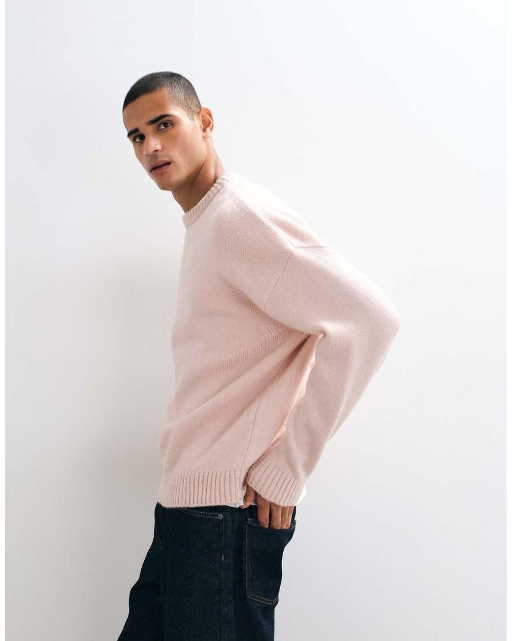 ASOS Pink Super Oversized Knitted Jumper for men