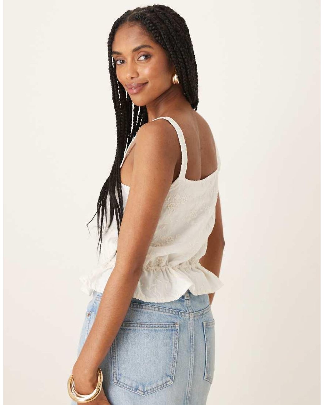 Motel White Zaraku Flocked Floral Cami Top