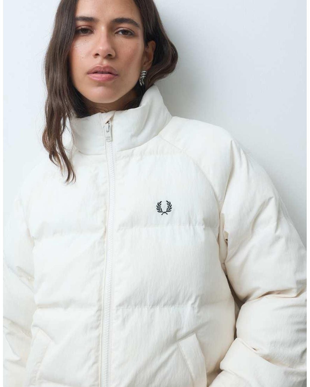 Fred Perry Gray Raglan Sleeve Padded Jacket