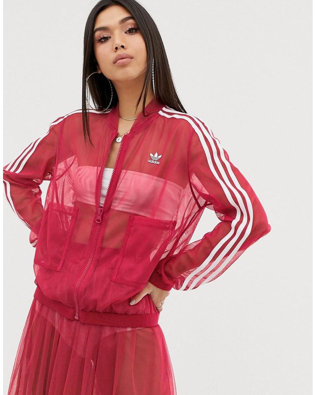 Giacca sportiva elegante in tulle a rete rosa di adidas Originals in Rosa |  Lyst
