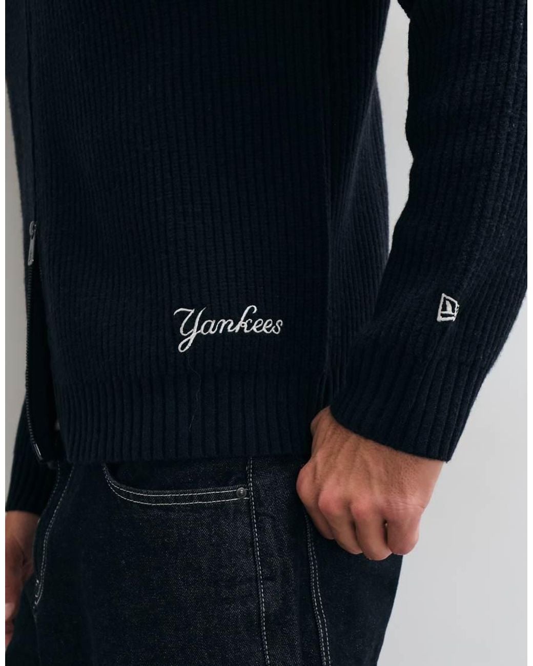 KTZ Blue Ny Yankees Logo Mlb Knitted Zip Through Jumper for men