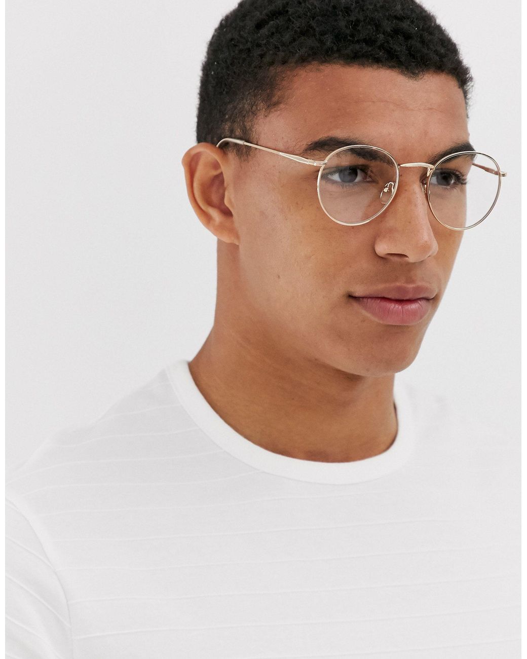 ASOS Round Fashion Glasses in Natural for Men | Lyst UK