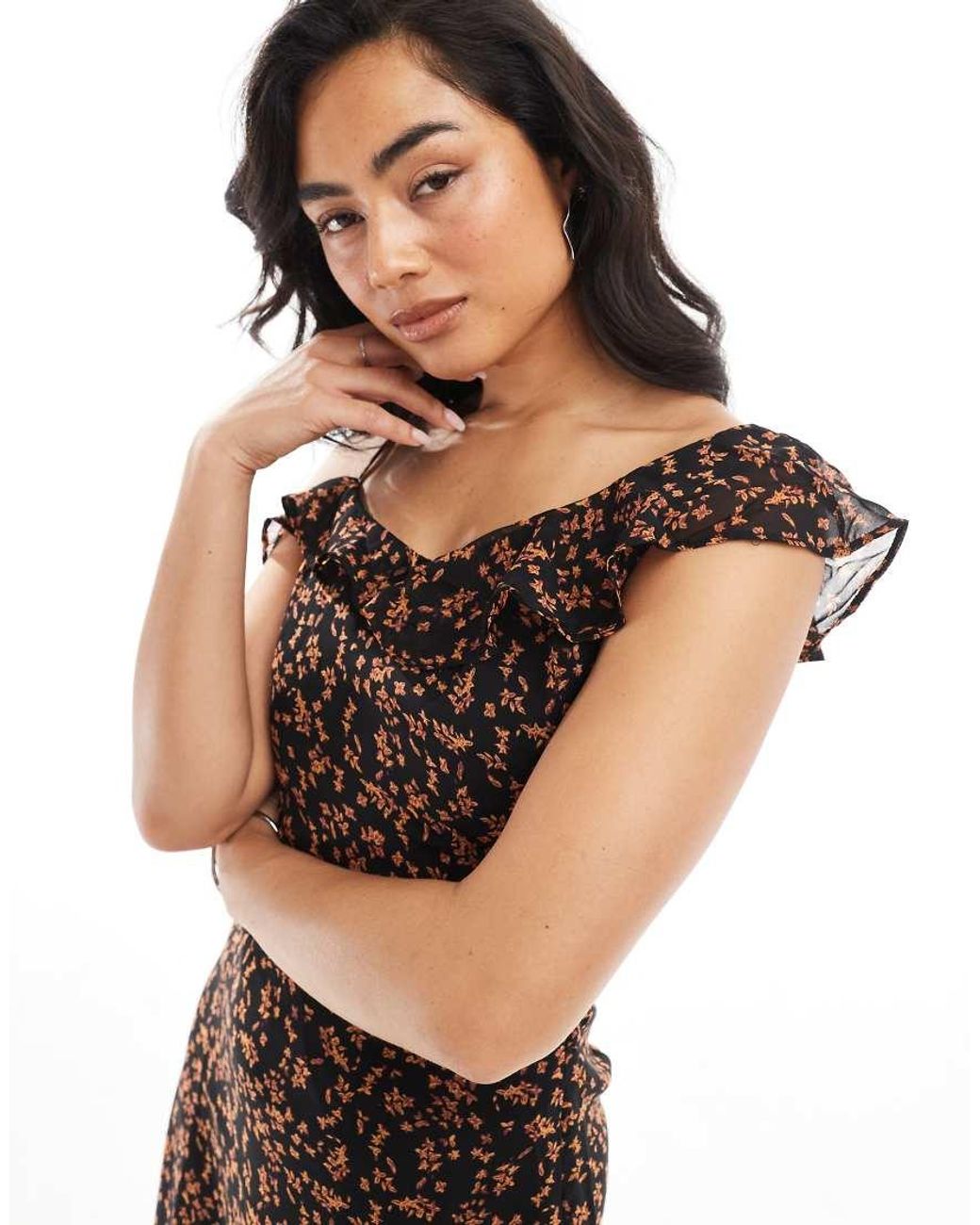 Glamorous Black Asymmetric Ruffle Mini Dress