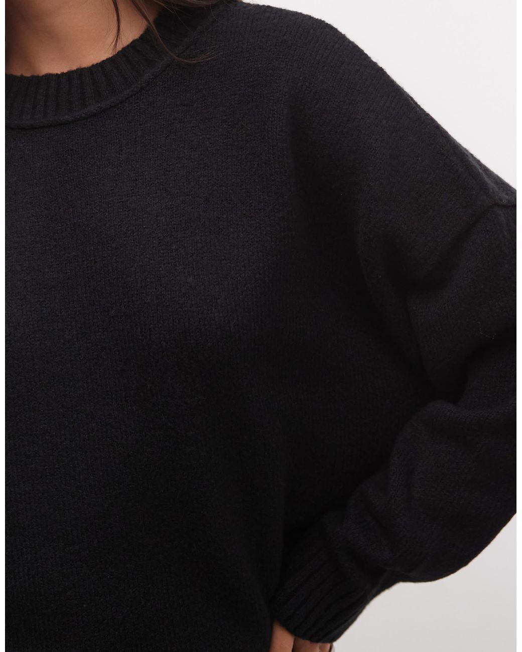 Collusion Black Fluffy Crew Neck Sweater