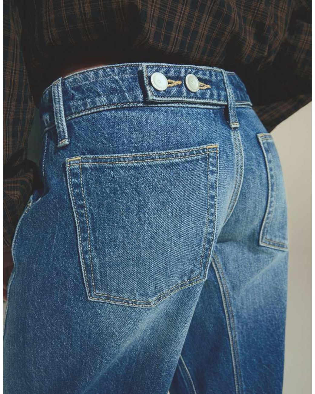 Bershka Blue Denim Jort Bermuda Shorts With Seam Detail