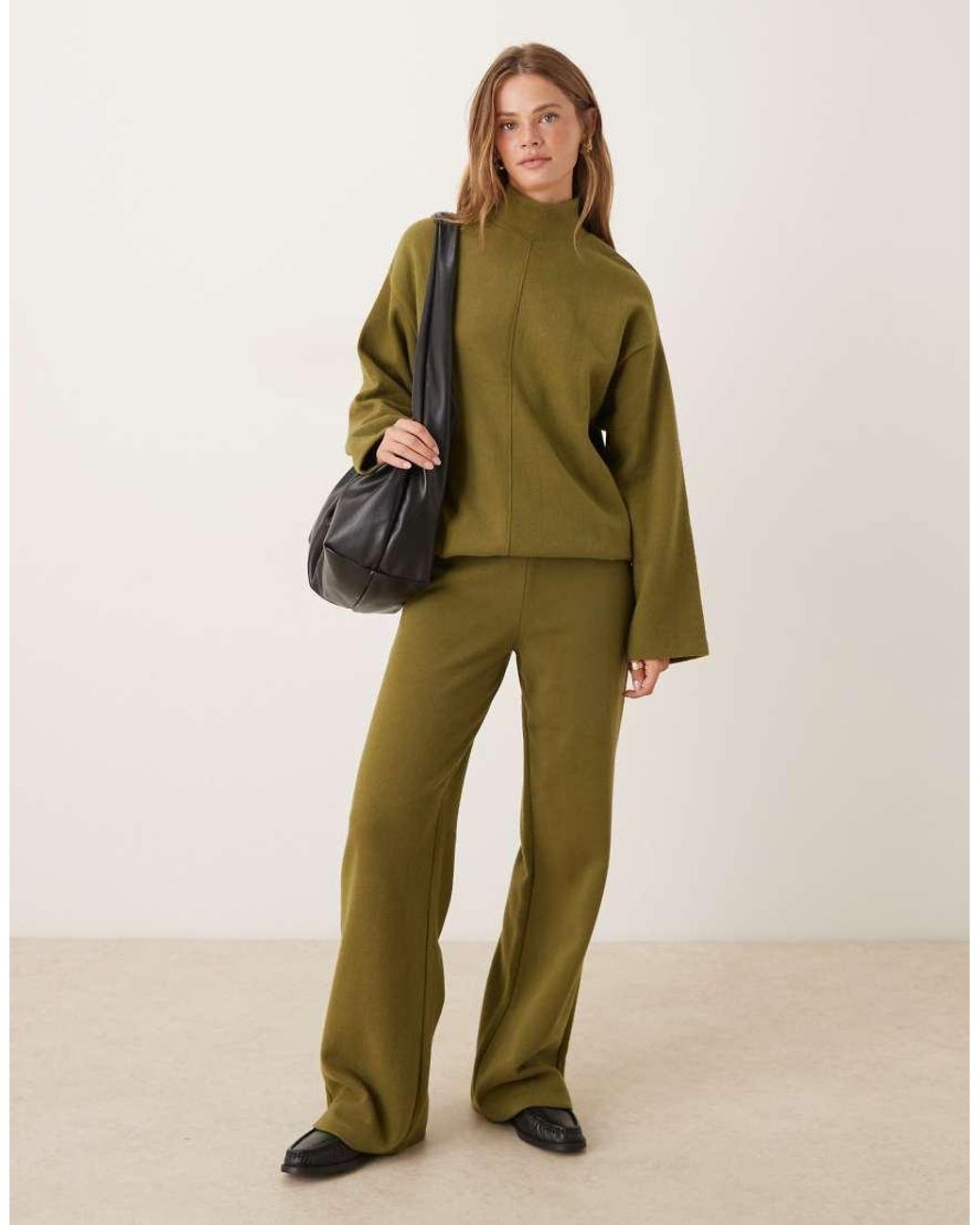 ASOS Green Supersoft Seam Front Longline Roll Neck Top Co-Ord