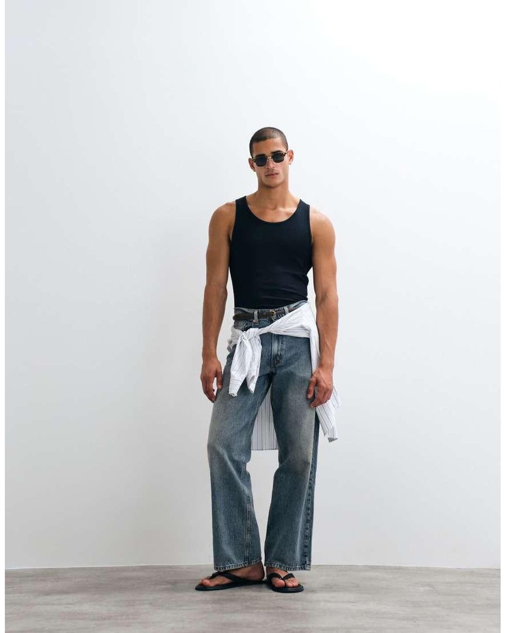 ARKET Blue Ribbed Tank Top for men