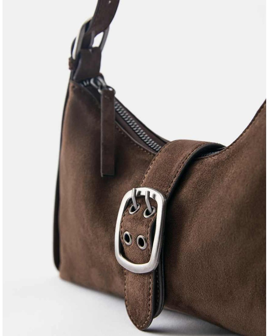 Pull&Bear Brown Buckle Shoulder Bag