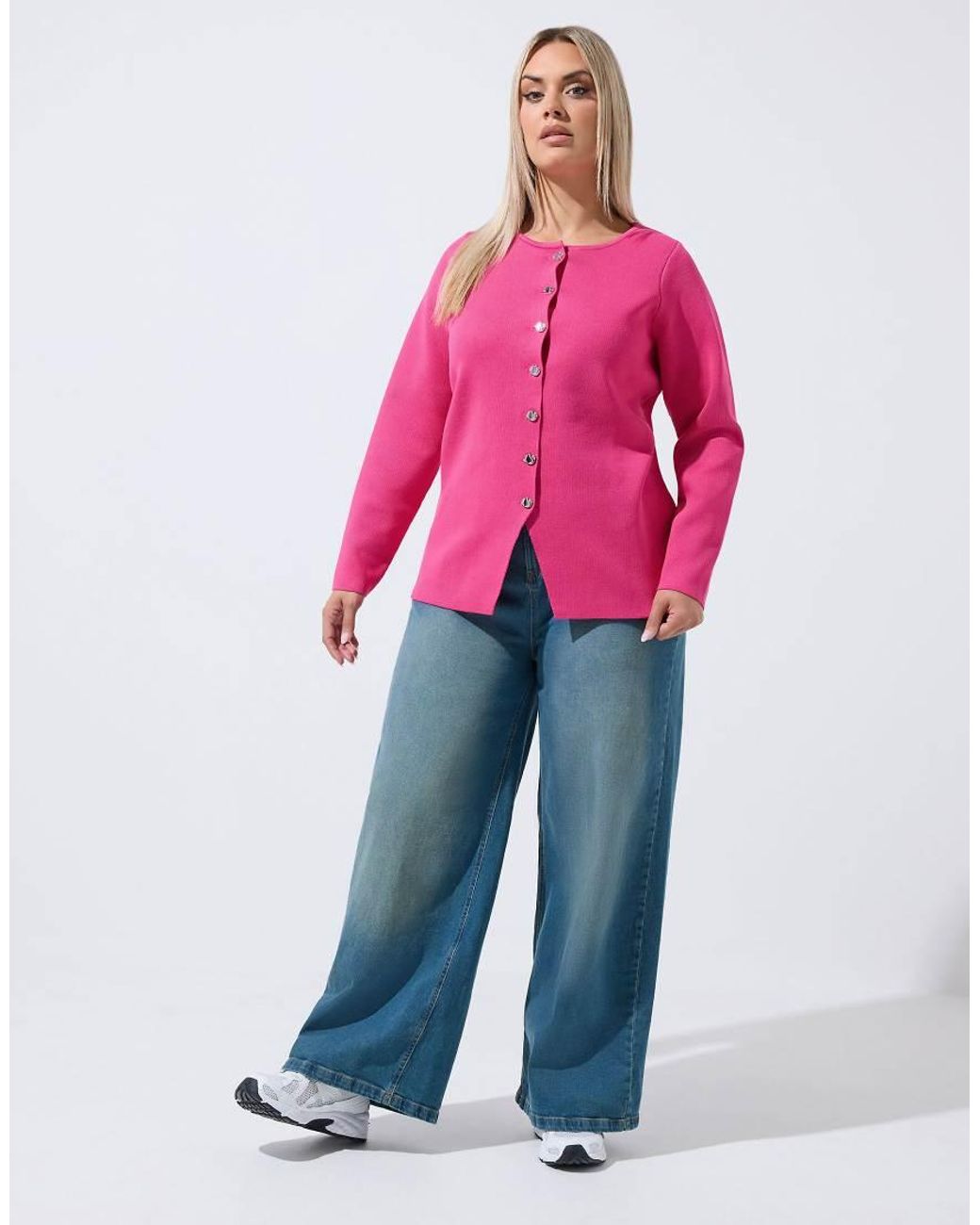 Yours Clothing Pink Long Sleeve Knitted Top