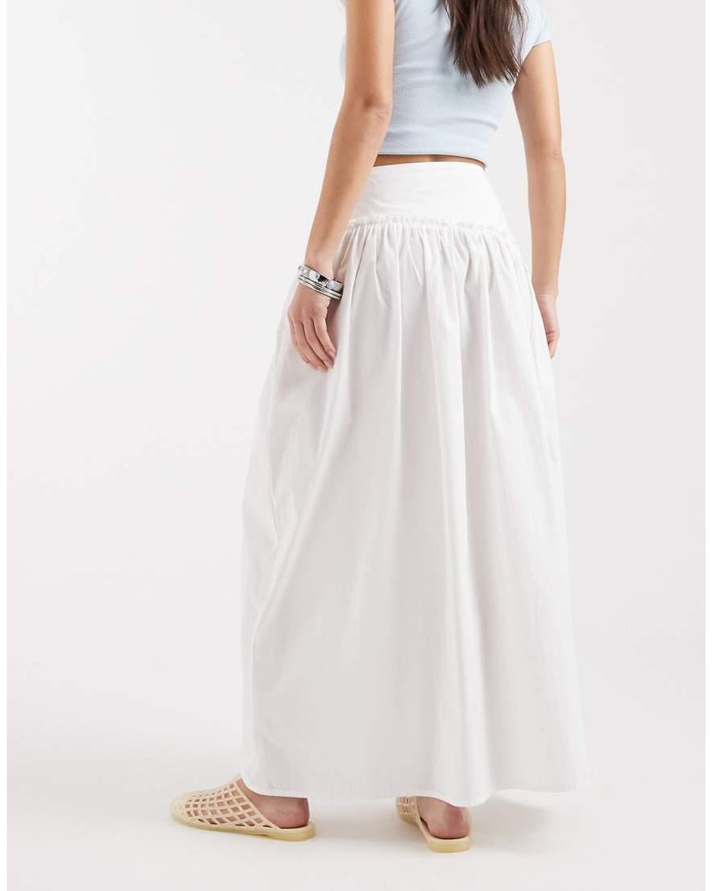 ASOS White Asymmetric Dropped Waist Maxi Skirt