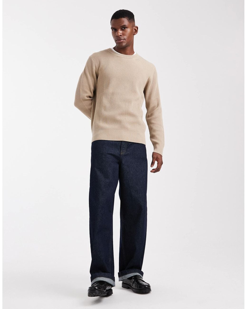 Jack & Jones Natural Ribbed Jumper for men
