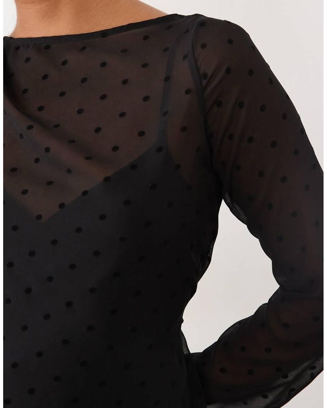 Nobody's Child Petite Black Priya Mesh Overlay Mini Dress