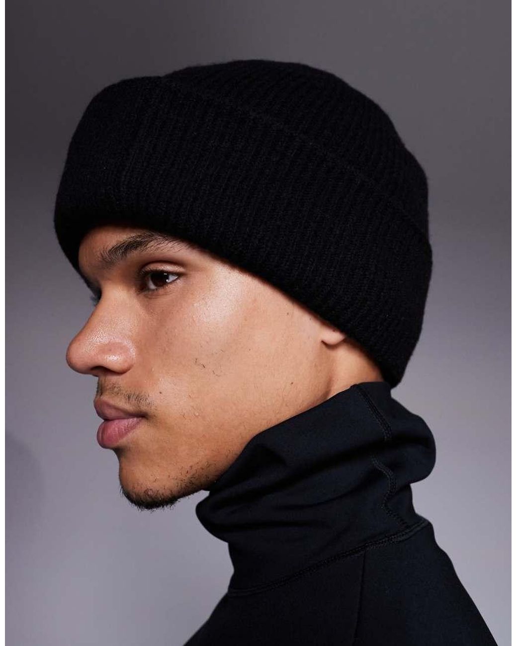 ASOS 4505 Ski & Snow Black Asos 4505 Ski Knitted Fisherman Beanie for men