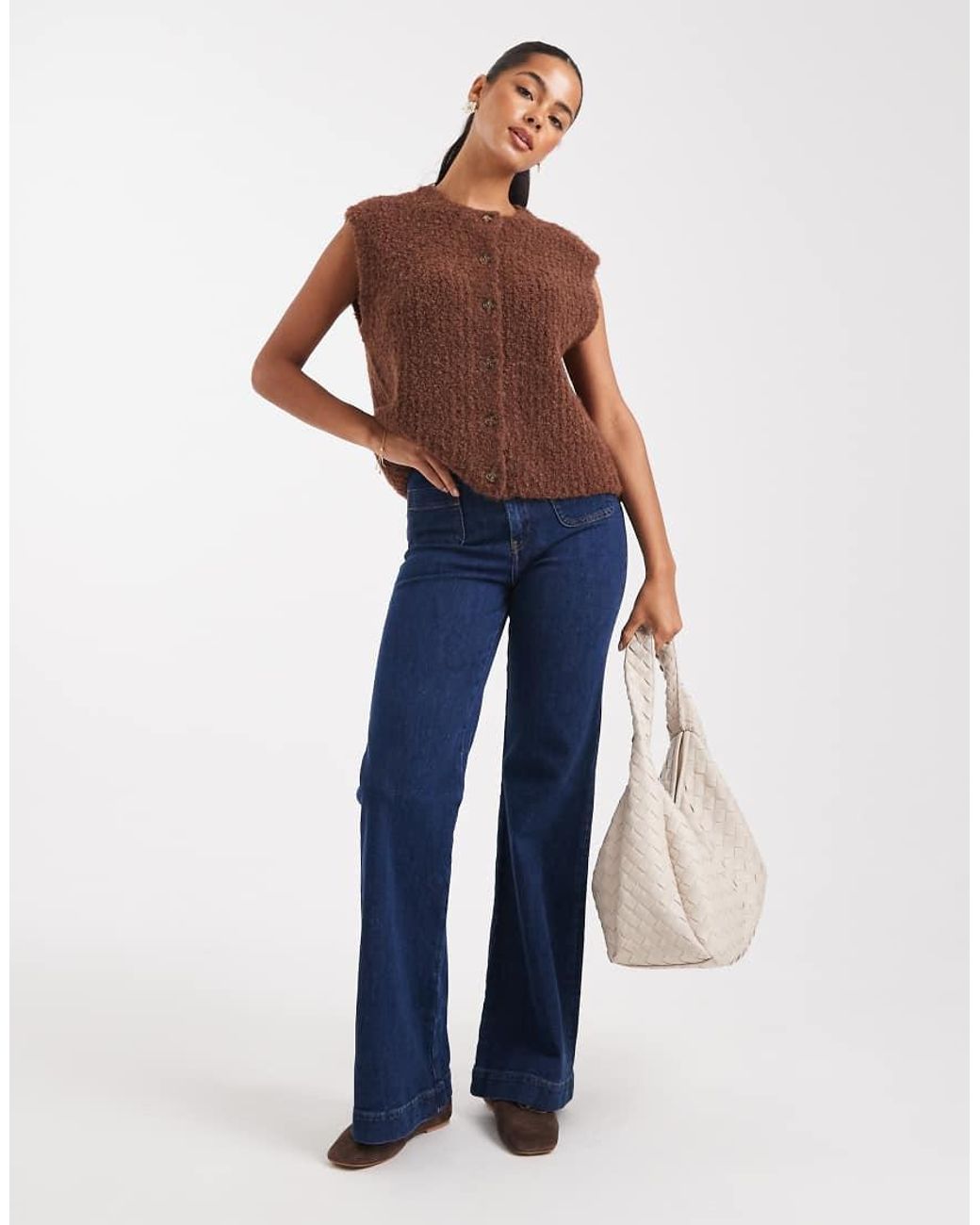 ASOS Blue Boucle Boxy Waistcoat