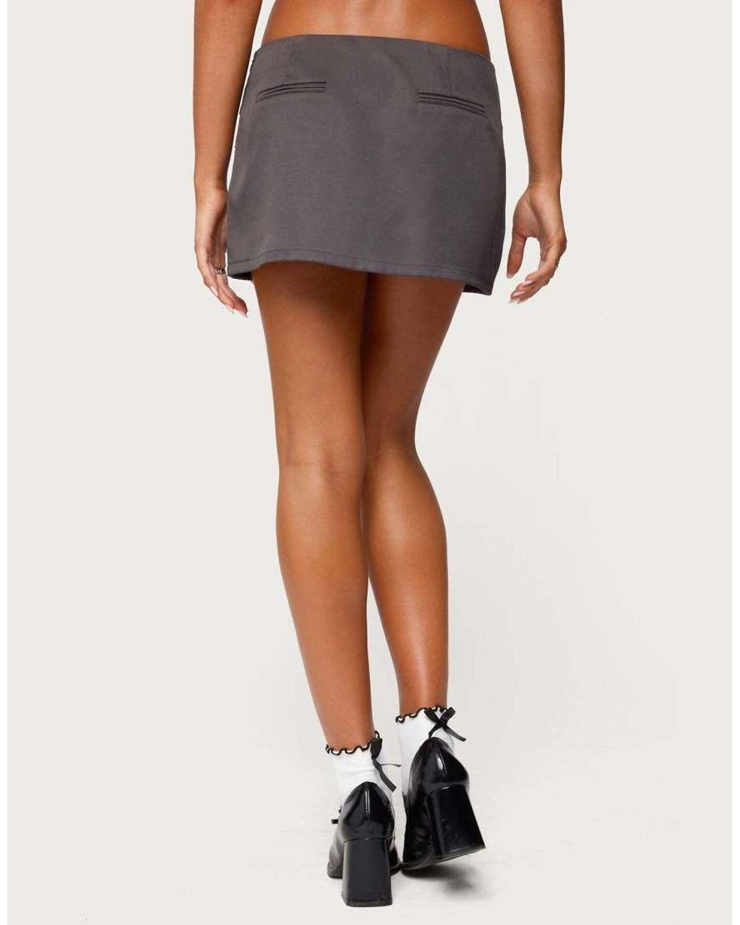 Edikted Natural Kezi Mixed Pattern Tailored Mini Skirt