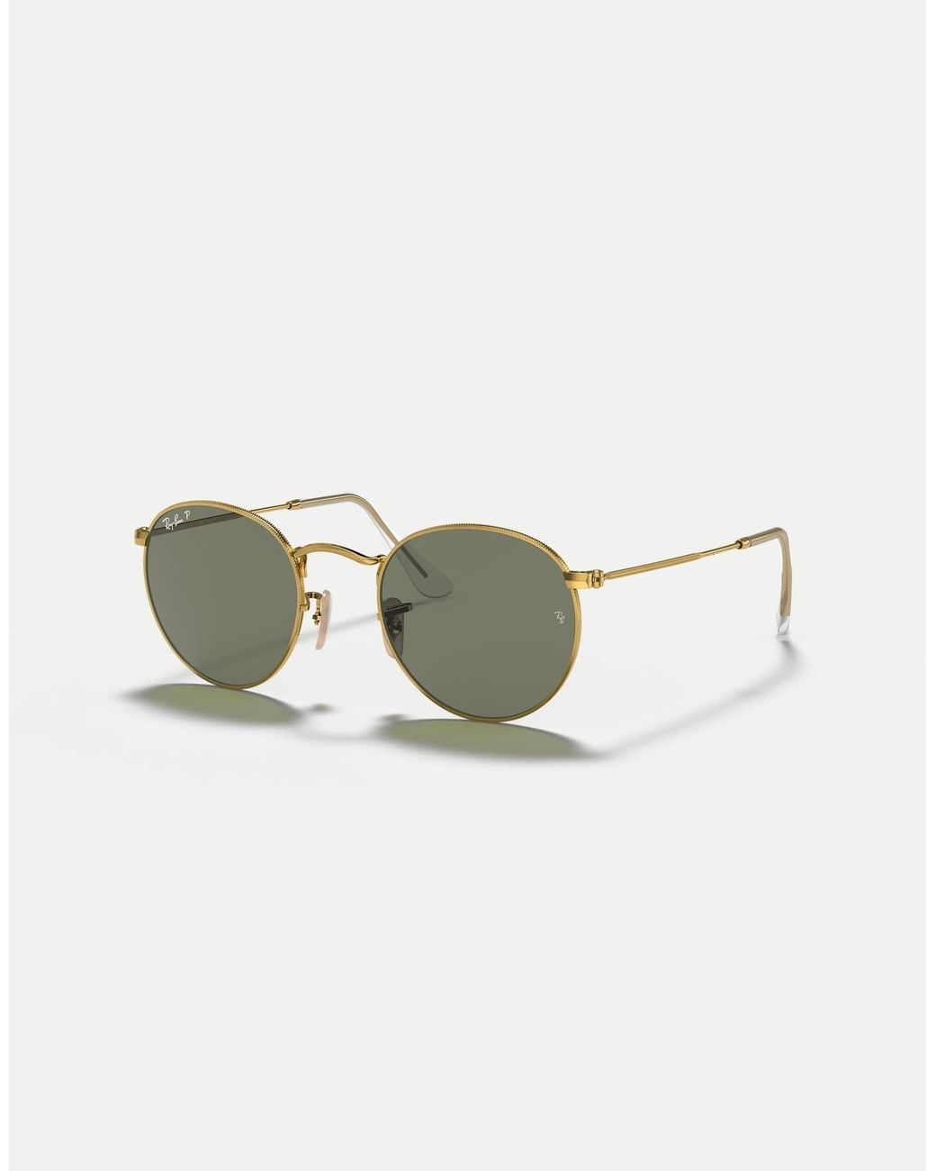 Ray-Ban – runde, polarisierte metall-sonnenbrille in Green für Herren