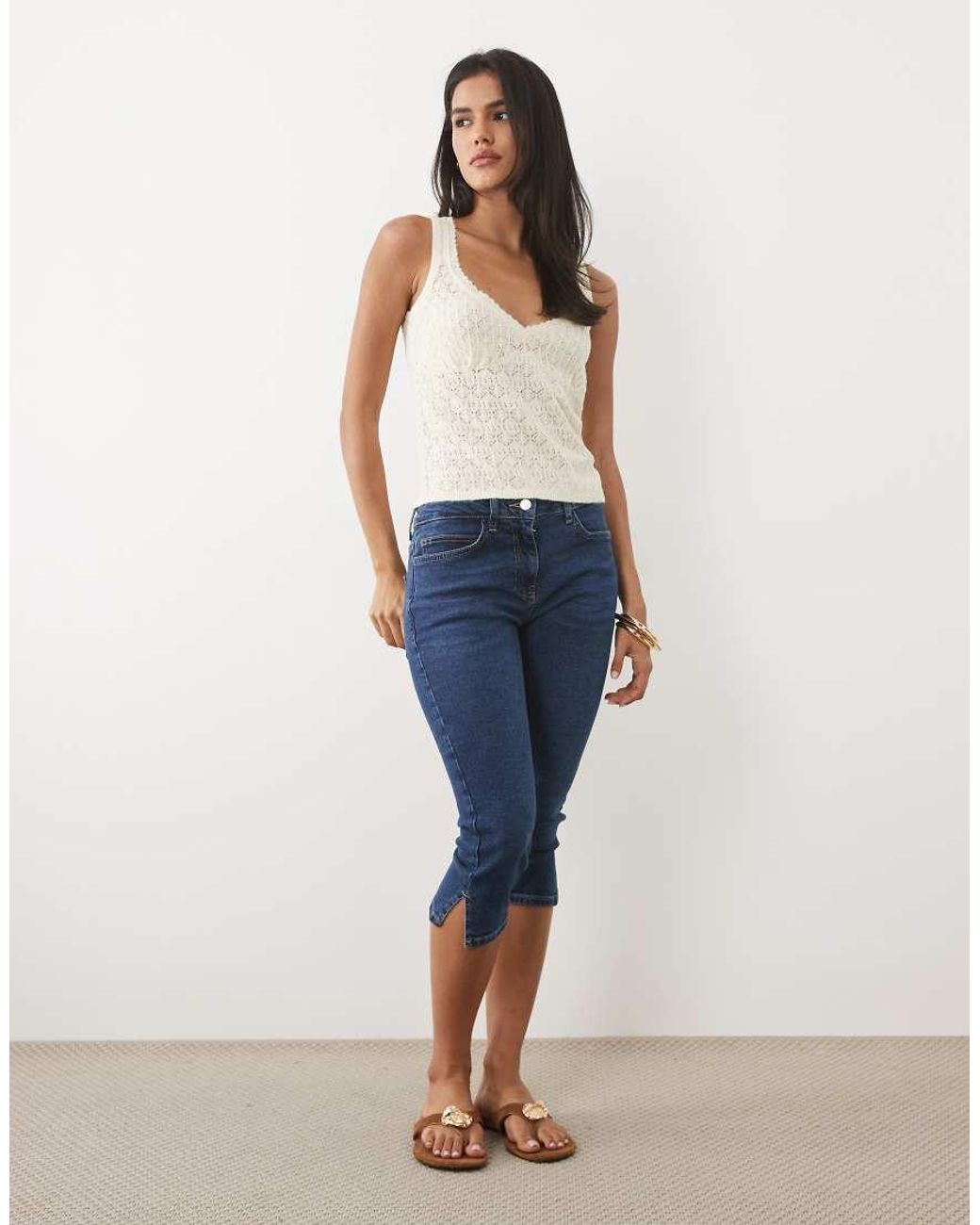 Abercrombie & Fitch Blue Pointelle Fluffy Cami Top