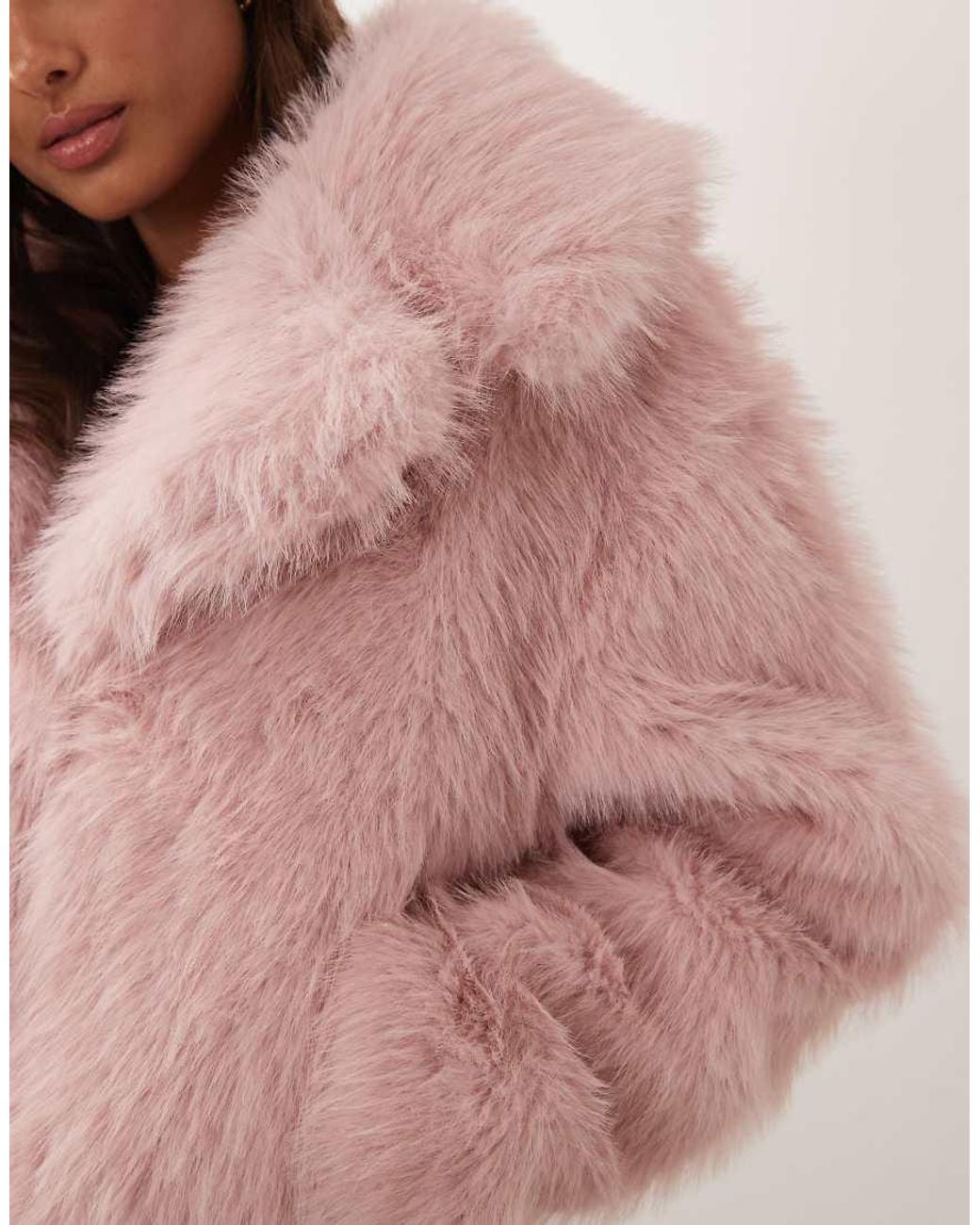 Miss Selfridge Pink Faux Fur Crop Jacket