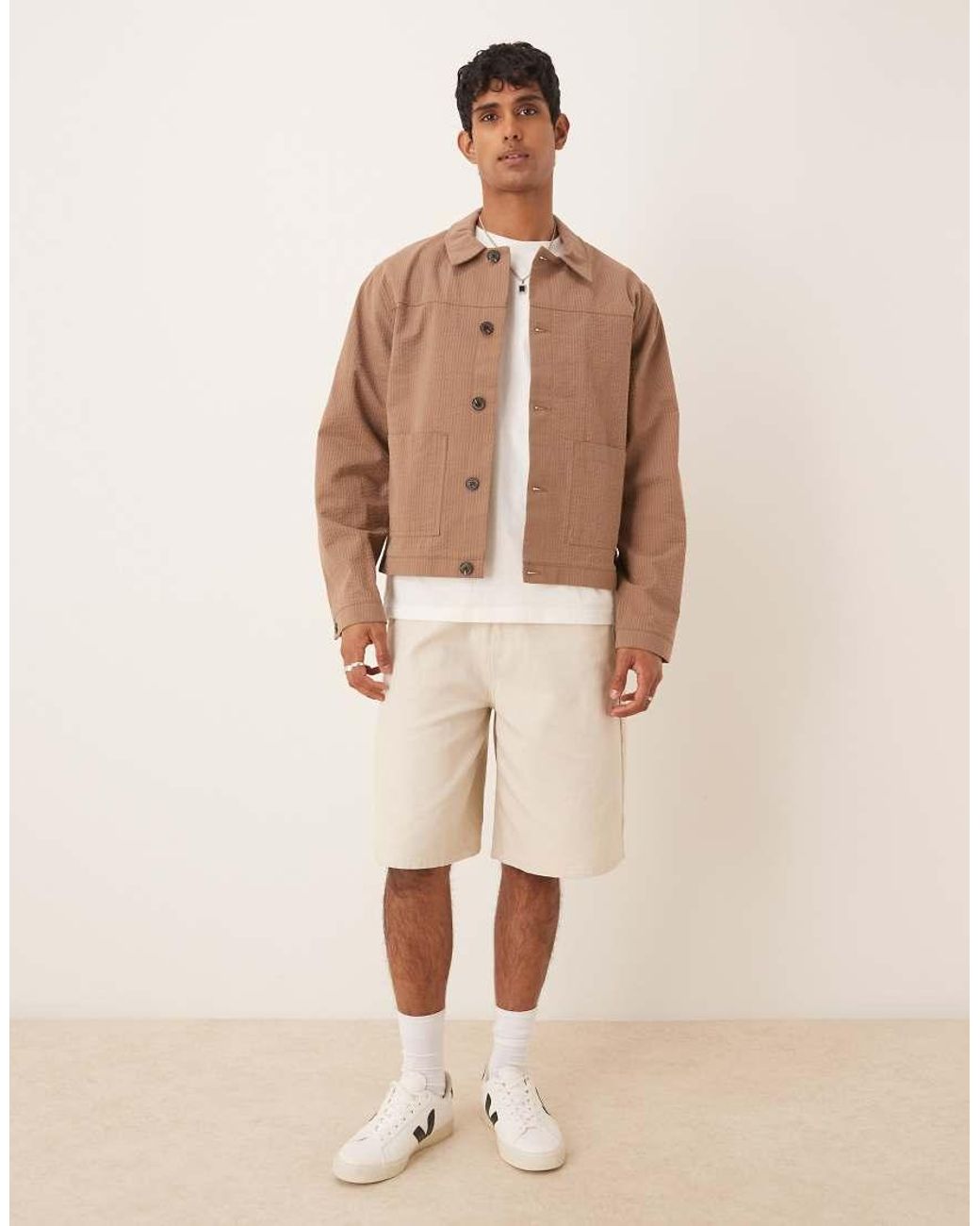 ASOS Net Harrington Jack in het Natural voor heren