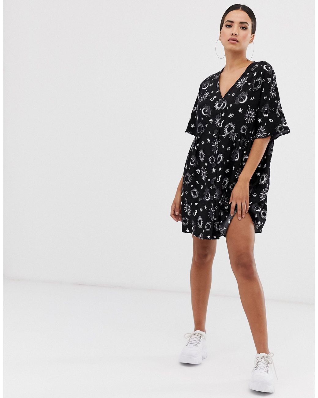 patterned smock dress