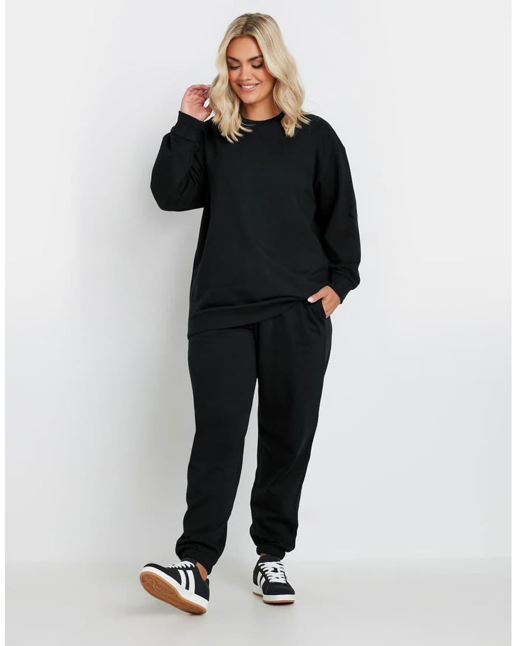 Yours Clothing Black Cuff Jogger Set