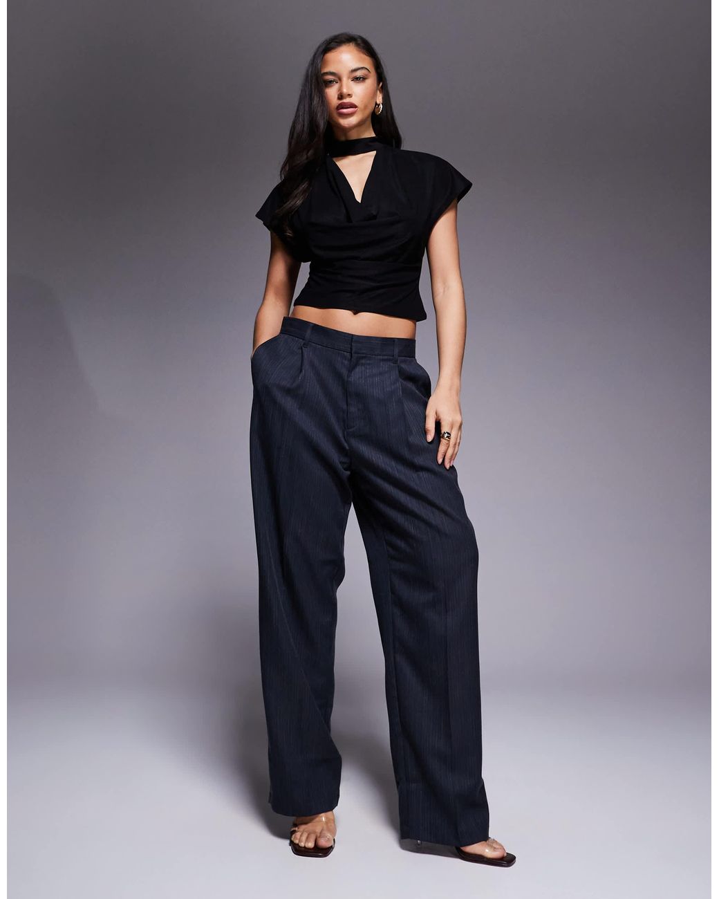 ASOS Blue Drape Cowl Top
