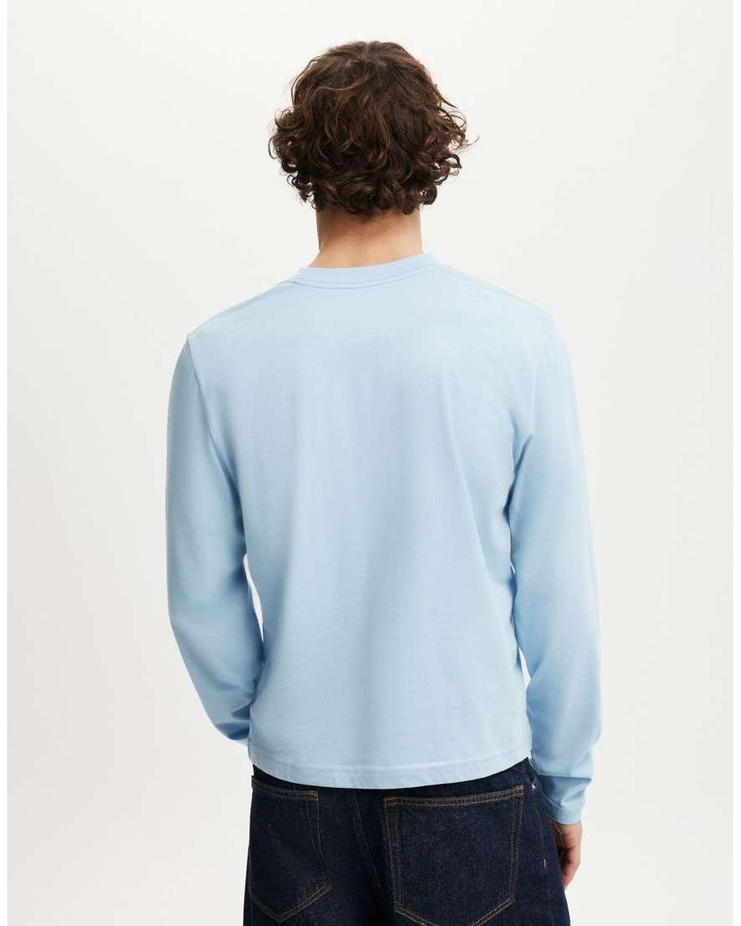 Cotton On Blue Cropped Fit Long Sleeve for men