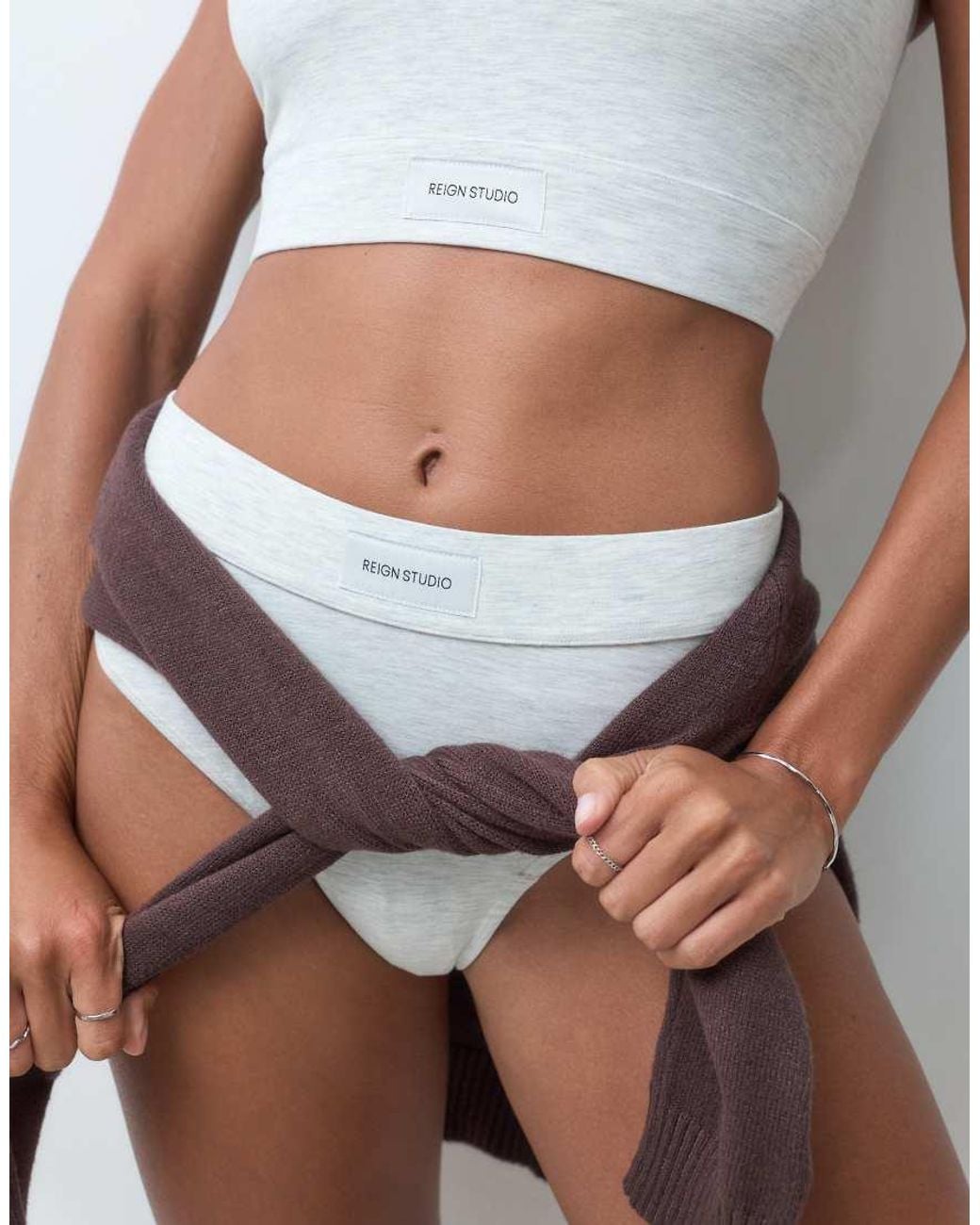 RIEN STUDIO Brown High Wasited Knicker Brief