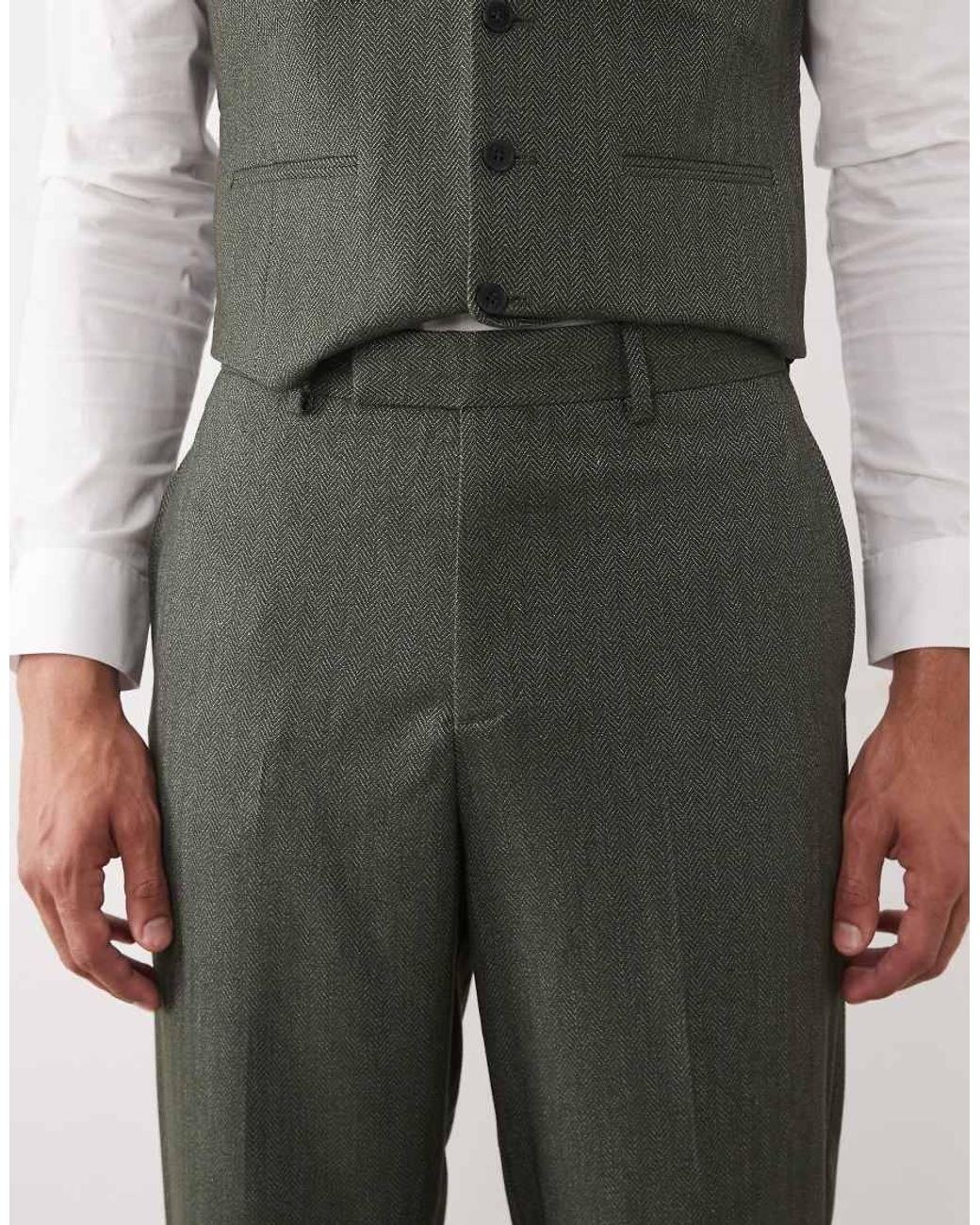 ASOS Natural Relaxed Tapered Suit Pants for men