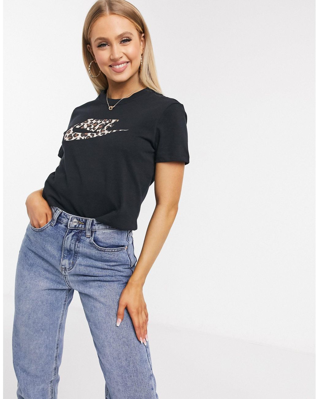 nike t shirt with leopard print