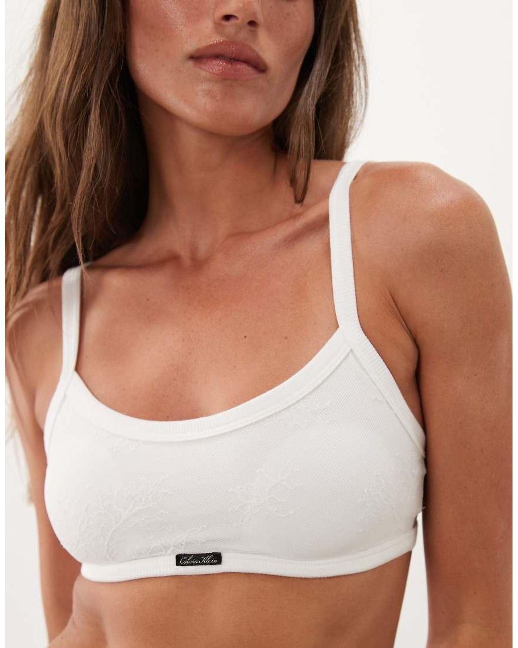 Calvin Klein White Icon Lace Lightly Lined Bralet