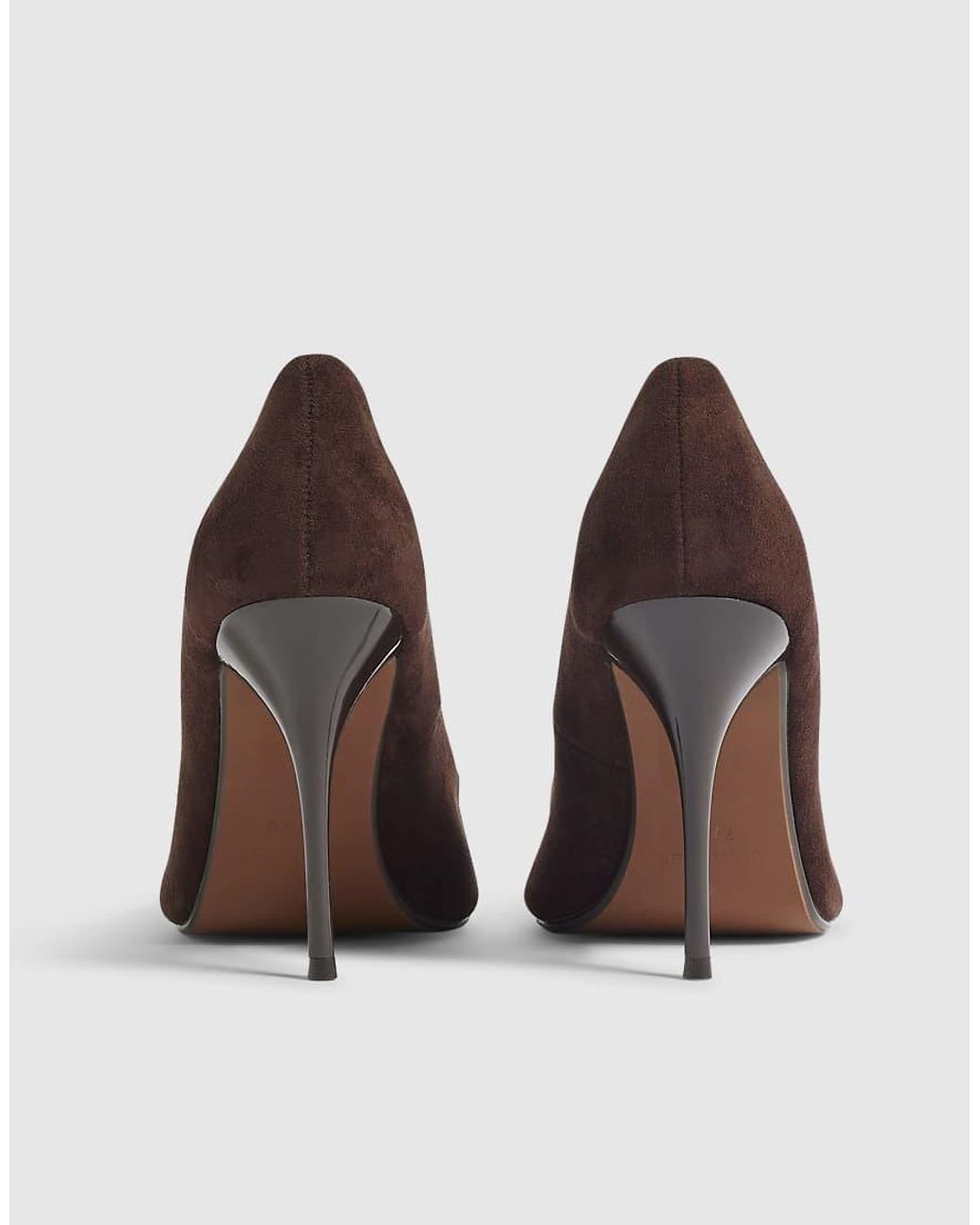 River Island Brown Faux Suede Court Heels