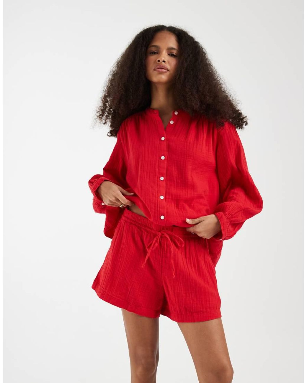 Gap Red Baggy Linen Look Shorts