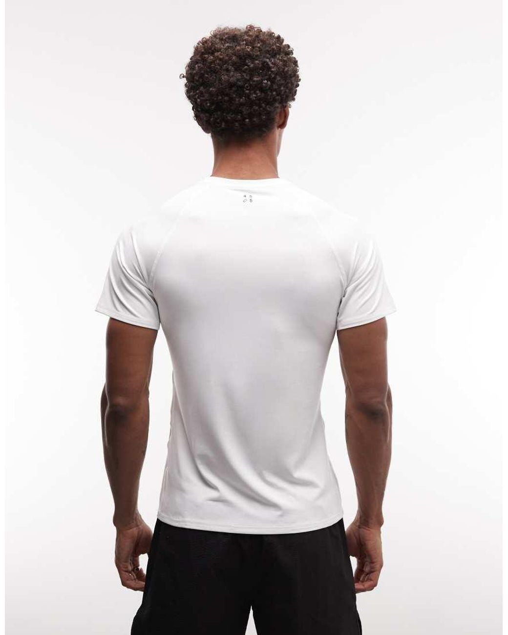4505 White Active Slim Fit Tennis T-shirt With Side Seam Detail for men