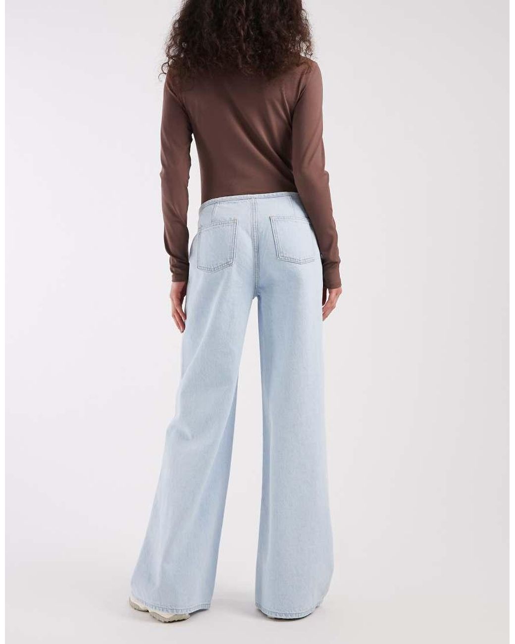 Mango Blue Teen 100% Cotton Wide Leg Jeans With Tie Waist