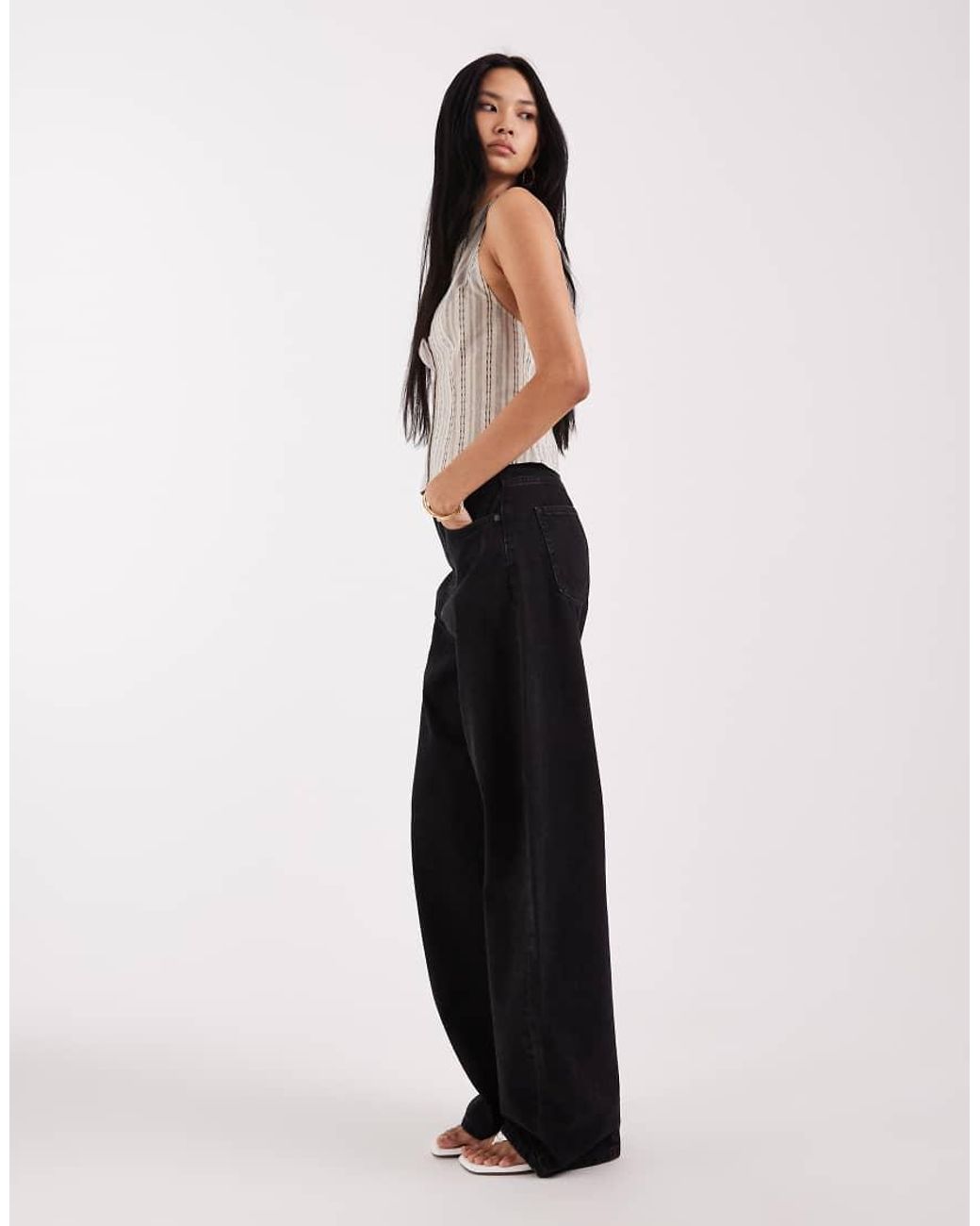 ASOS Black Asos Design Tall High Waisted Barrel Leg Jeans