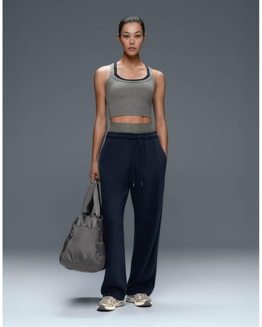 Oysho Gray Rib Marl Tank Top Top Overlay