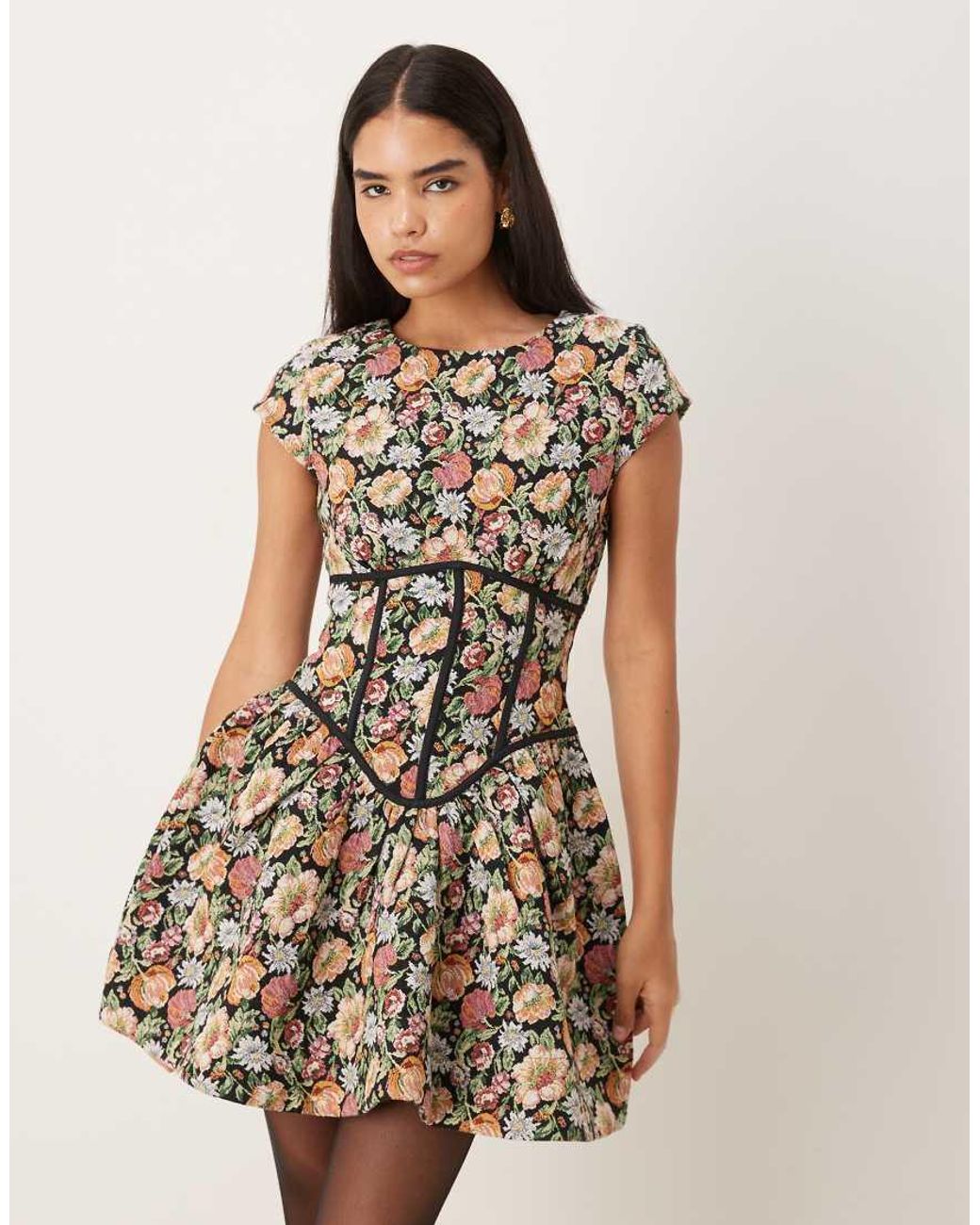 ASOS Natural Corset Sleeveless Mini Dress