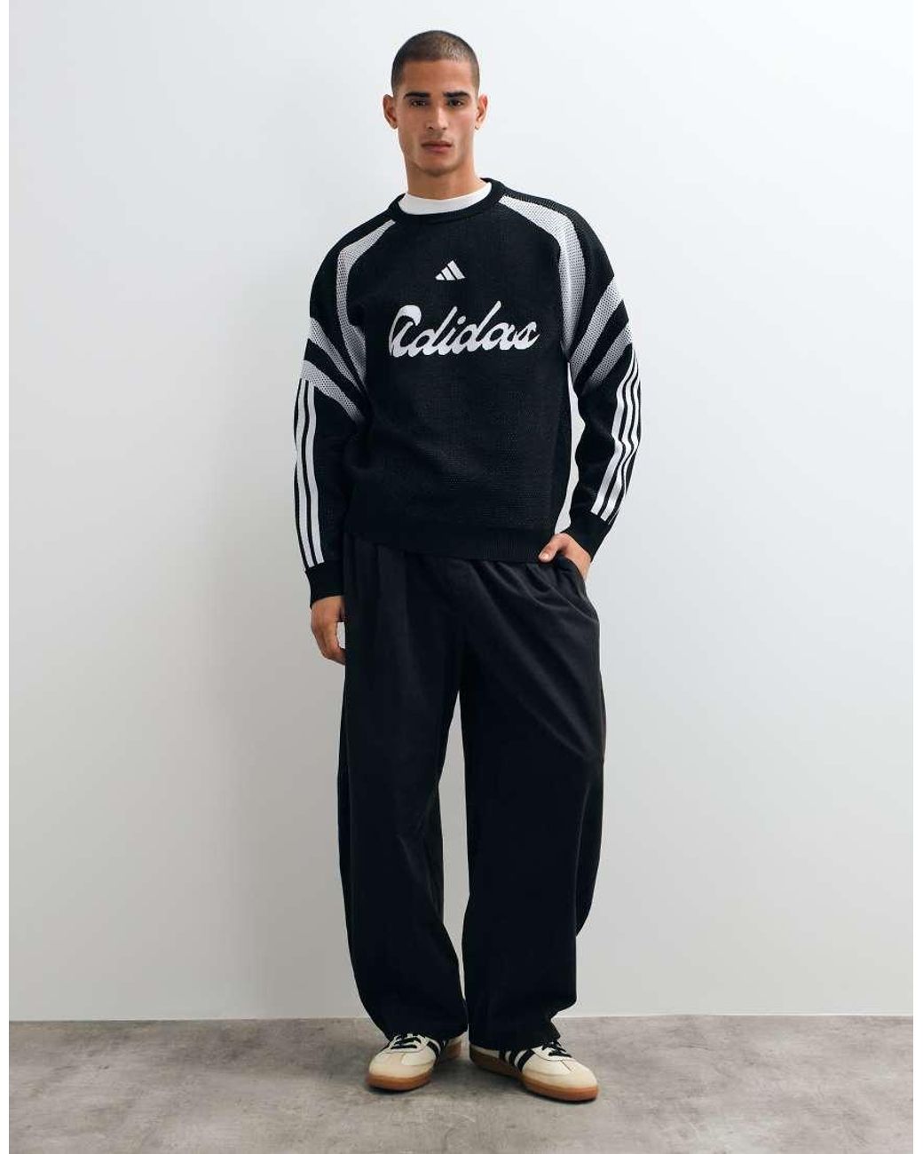 Adidas Originals Black Adidas Sportswear Knitted Logo Jumper for men