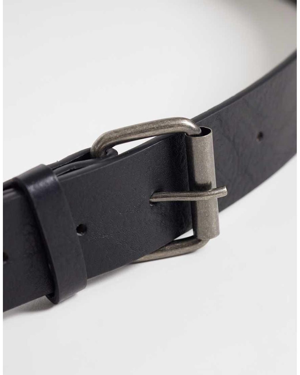 Jack & Jones Gray Leather Mix Belt for men