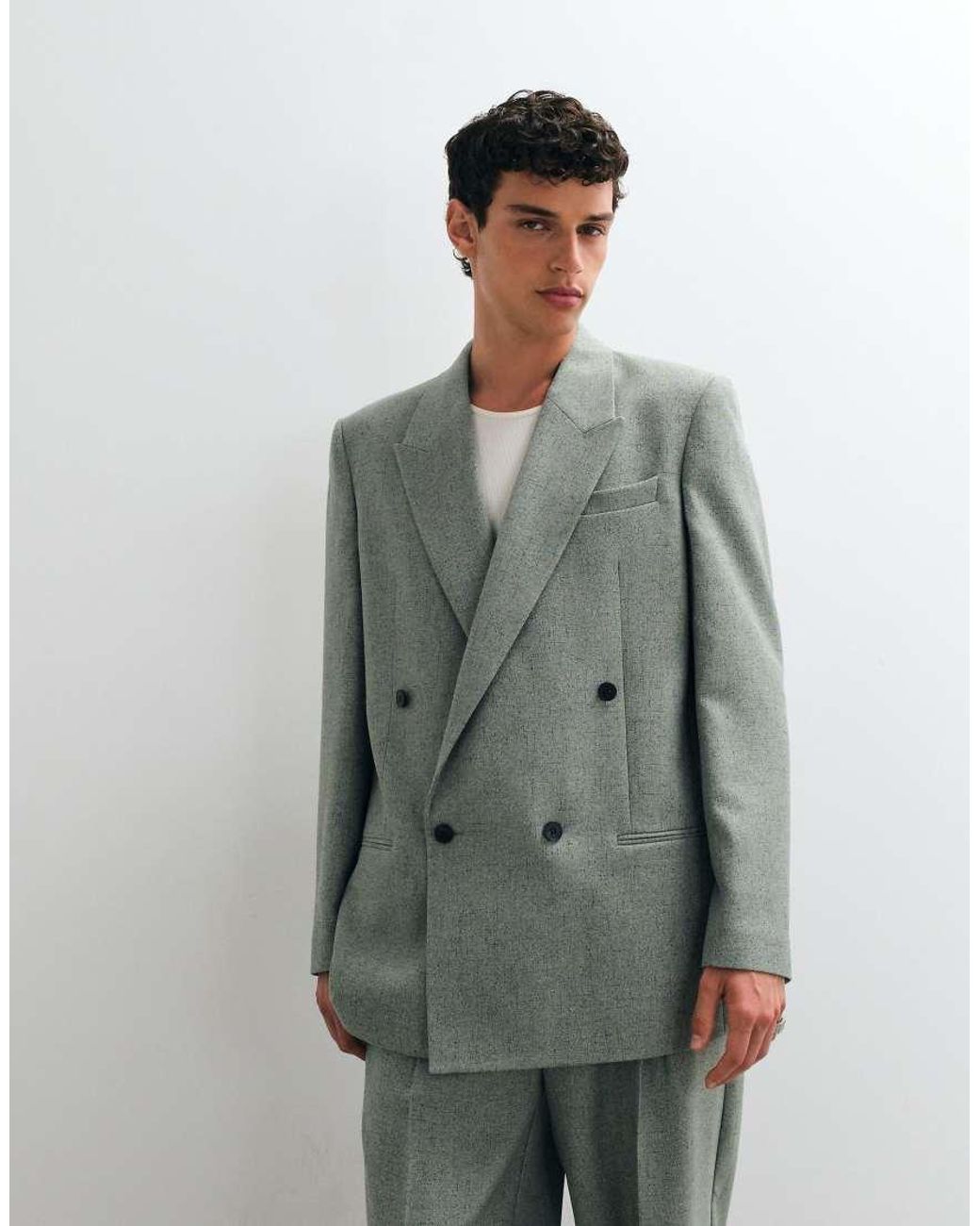ASOS Green Relaxed Double Breasted Suit Jacket for men