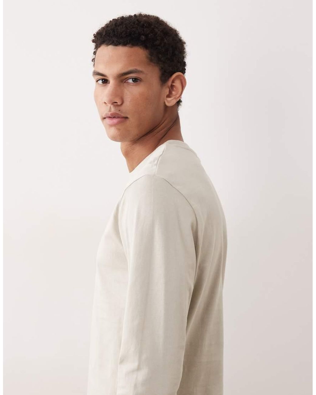 ASOS White Essentials Regular Fit Long Sleeve T-shirt for men