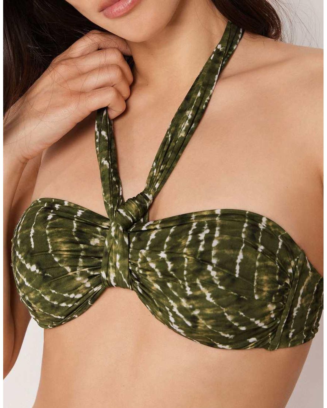 Calzedonia Green Bandeau Bikini Top Natural Tie-Dye