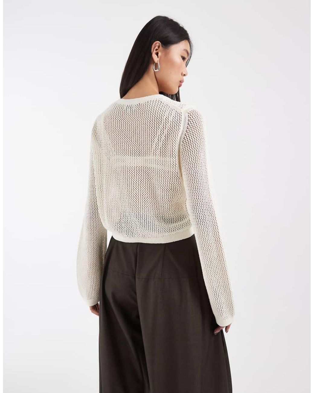 & Other Stories White Pure Cotton Open Knit Cardigan